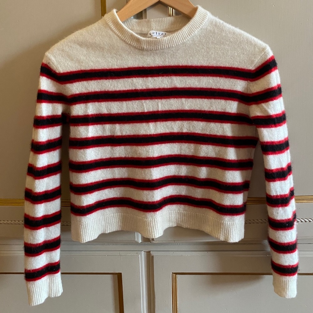 Velvet Red and Black Striped Cashmere Sweater